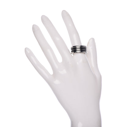 Bulgari 18K White Gold Black Enamel B.Zero1 Three-Band Ring 57 8 2 of 6