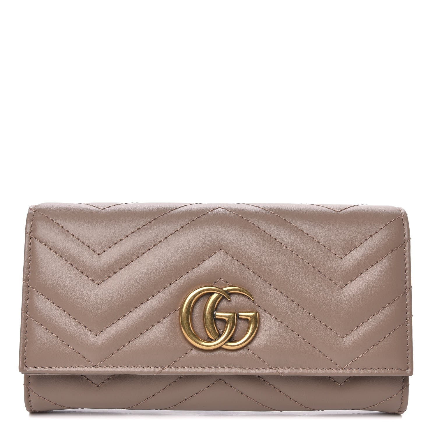 Gucci Calfskin Matelasse GG Marmont Continental Wallet Porcelain Rose 1 of 8