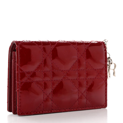 Christian Dior Patent Cannage Mini Lady Dior Wallet Cherry Red 3 of 8