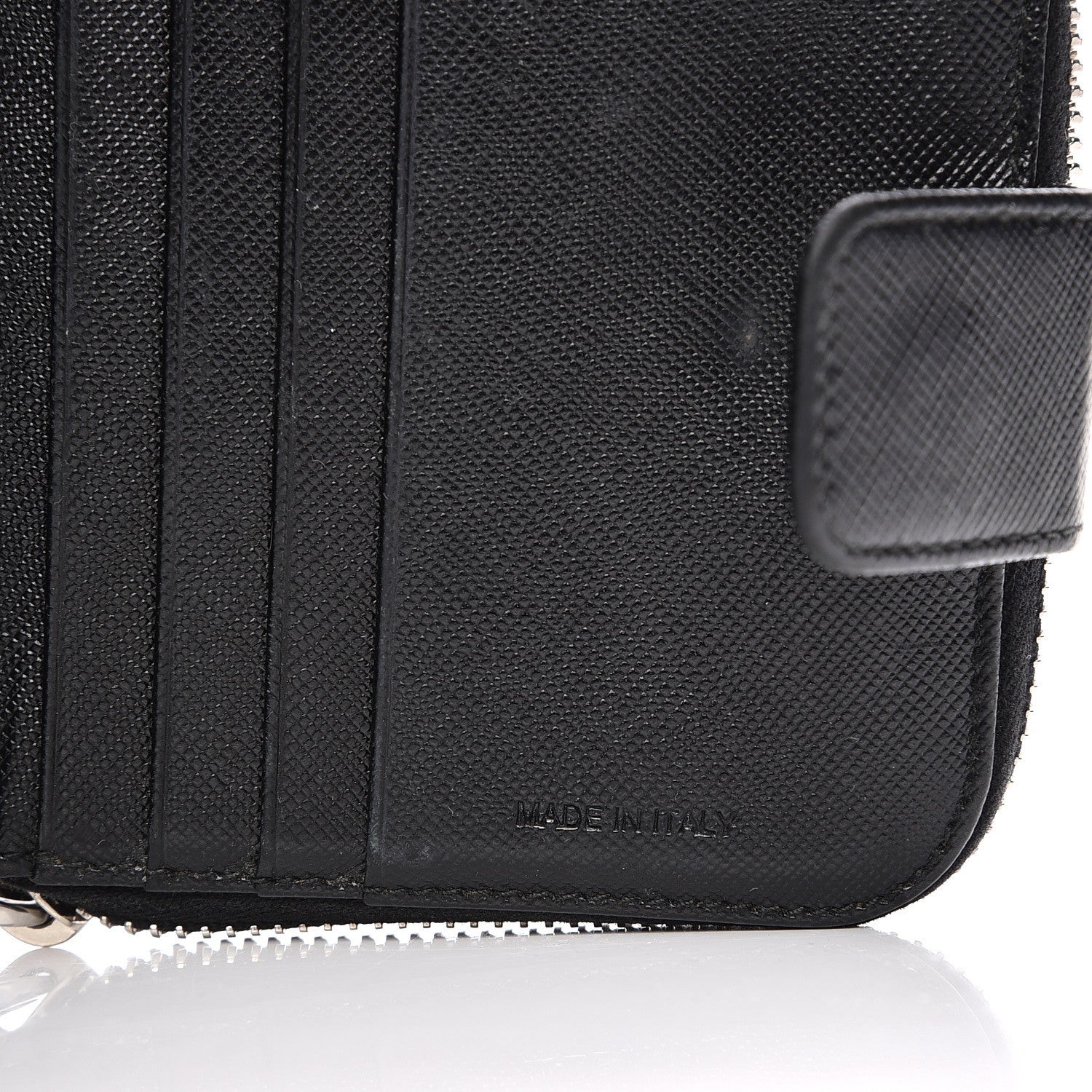 Prada Saffiano Metal Compact Zip Around Wallet Black 8 of 9