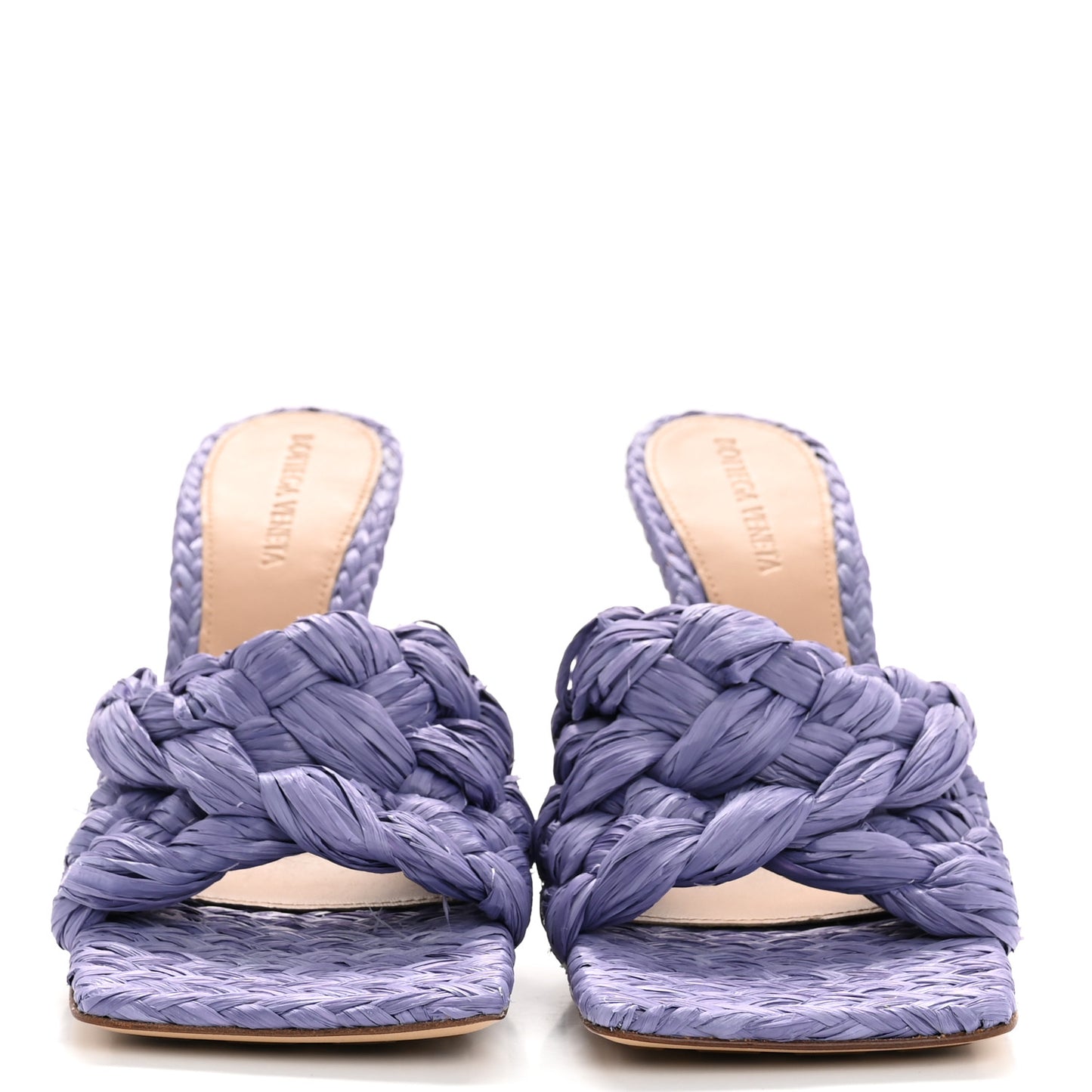 Raffia Twisted Intrecciato Stretch Mule Sandals 37 Lavender