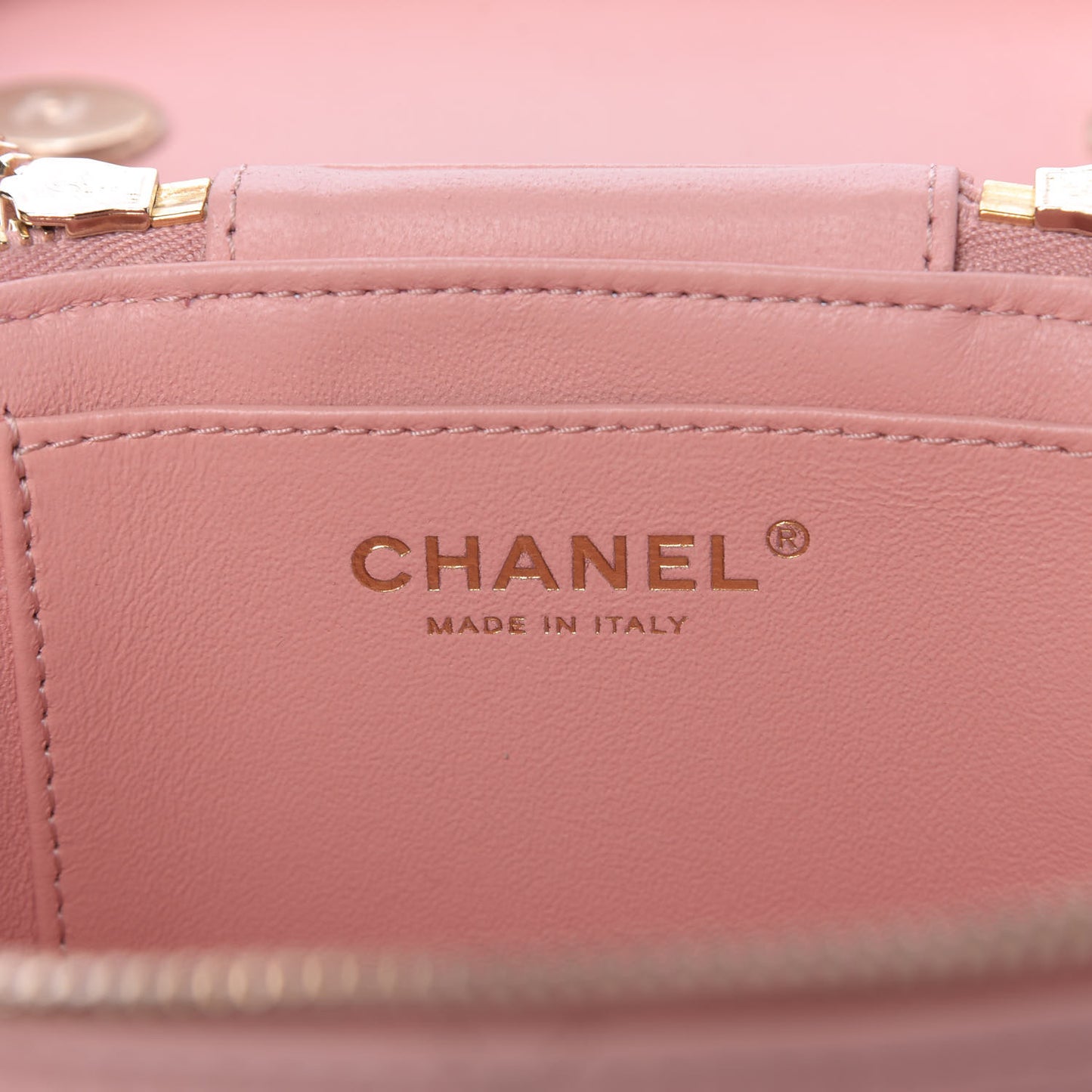 Lambskin Quilted Trendy Vanity Case Pink