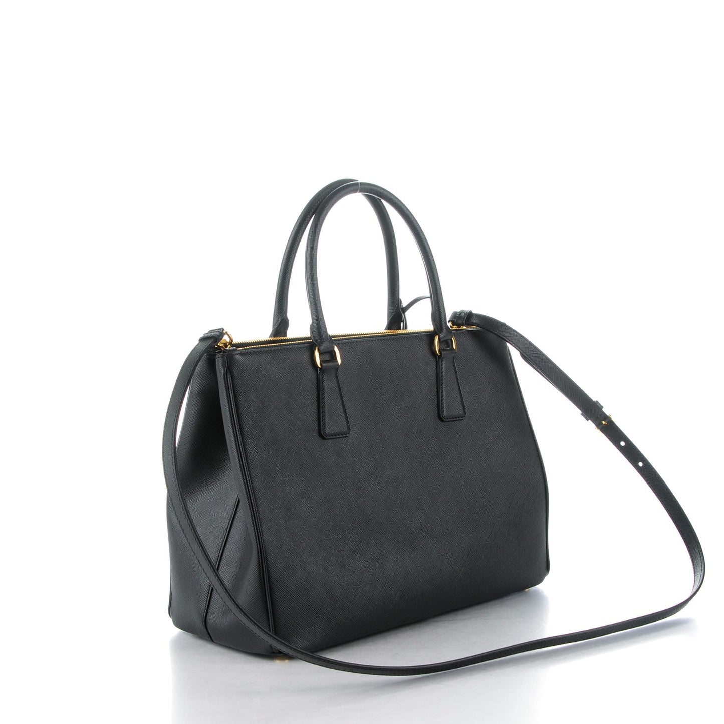 Saffiano Medium Galleria Double Zip Tote Black