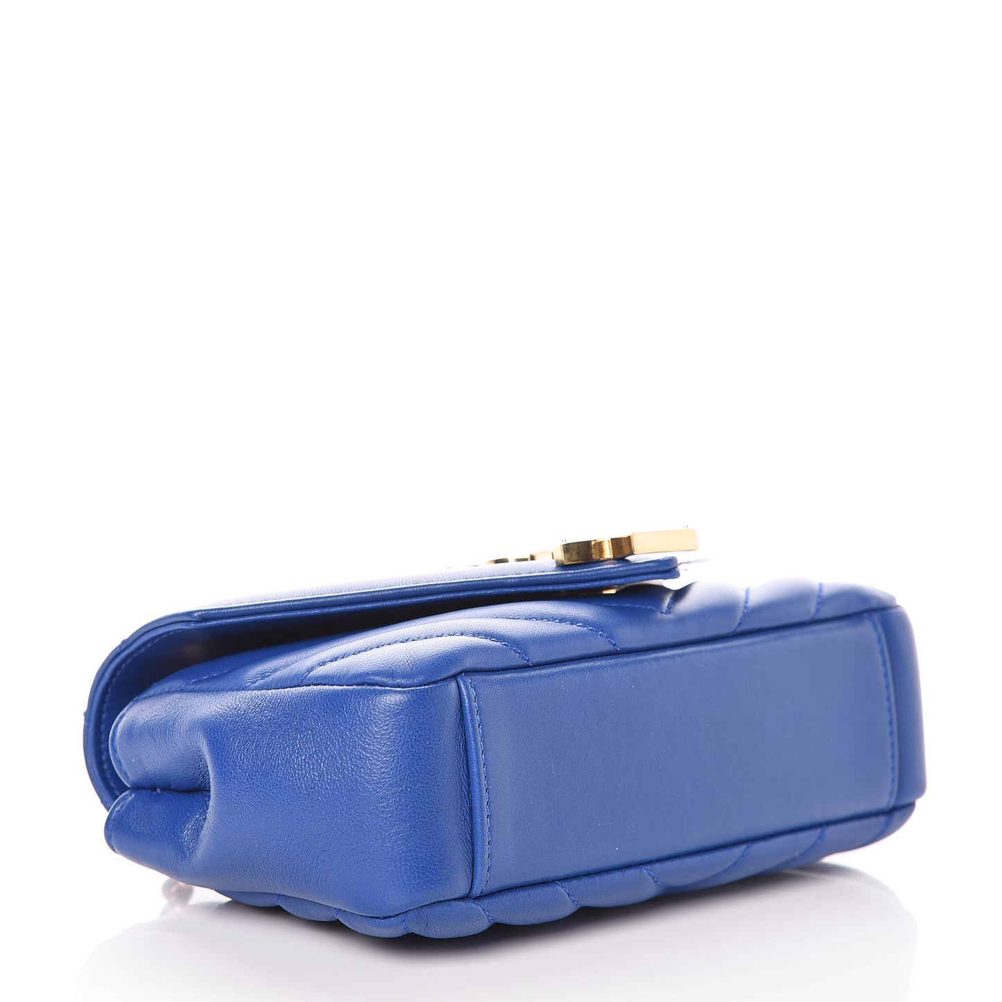 Sheepskin Matelasse Chevron Monogram Classic Baby Chain Bag Blue Majorelle