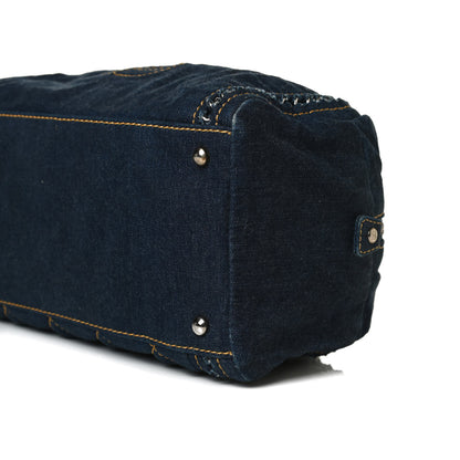 Chanel Denim Luxe Ligne Medium Bowler Blue 9 of 13