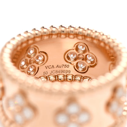 Van Cleef & Arpels 18K Rose Gold Diamond Small Perlee Clovers Ring 50/5.25 4 of 4