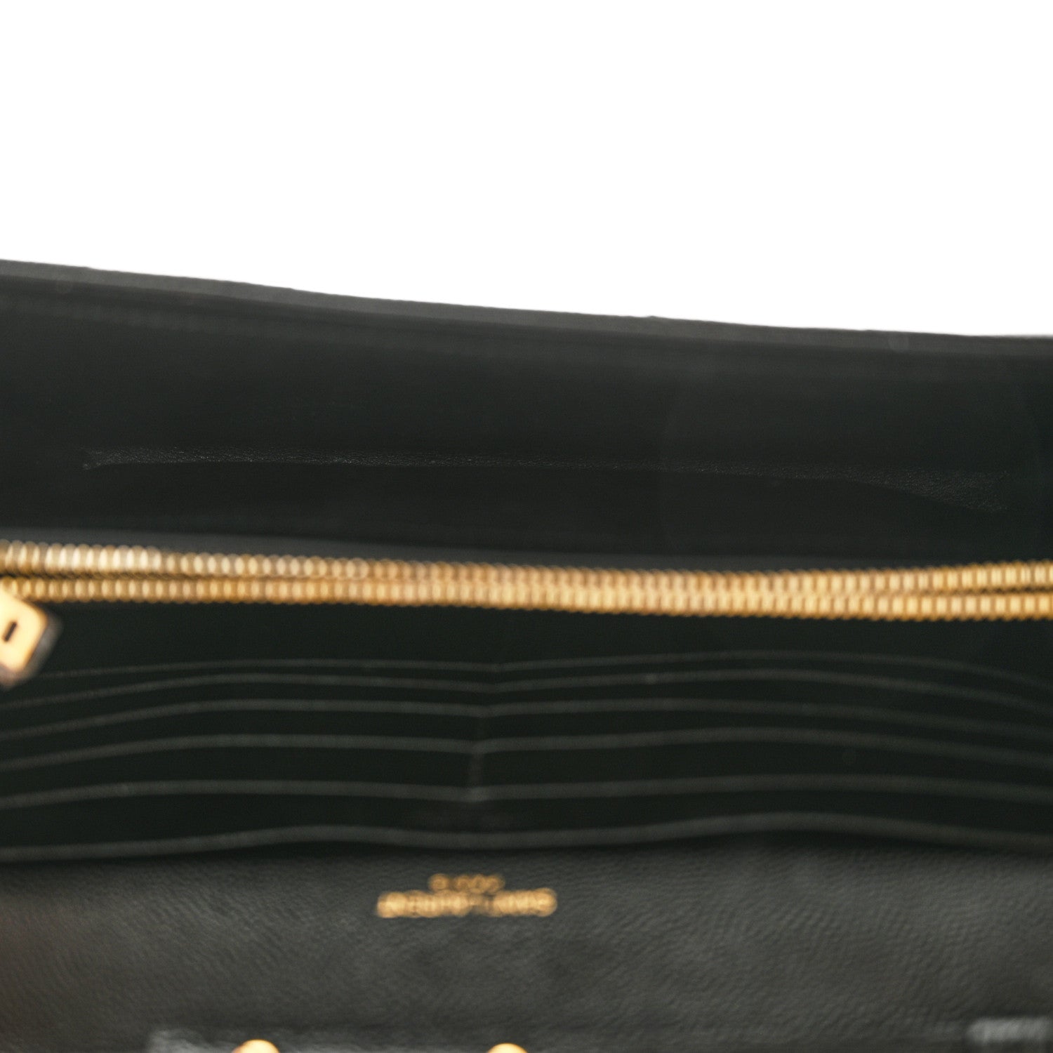 Saint Laurent Grain De Poudre Matelasse Chevron Monogram Chain Wallet Black 5 of 11