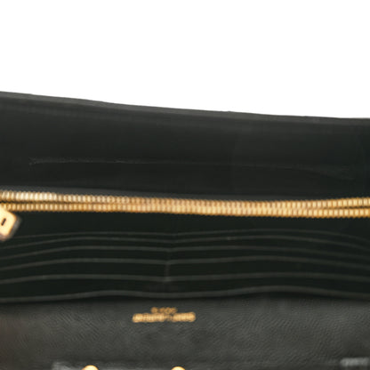 Saint Laurent Grain De Poudre Matelasse Chevron Monogram Chain Wallet Black 5 of 11
