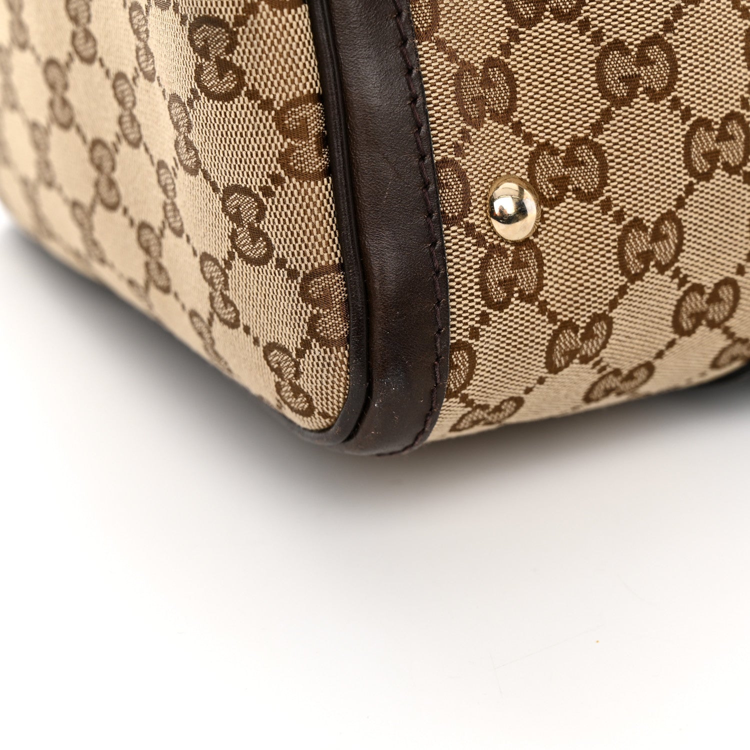 Gucci Monogram Selleria Calfskin Vintage Web Medium Boston Beige Ebony Cocoa 12 of 21