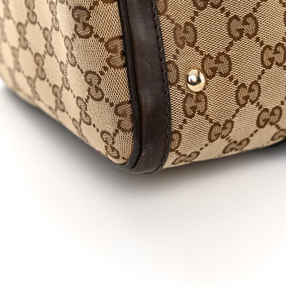 Gucci Monogram Selleria Calfskin Vintage Web Medium Boston Beige Ebony Cocoa 12 of 21