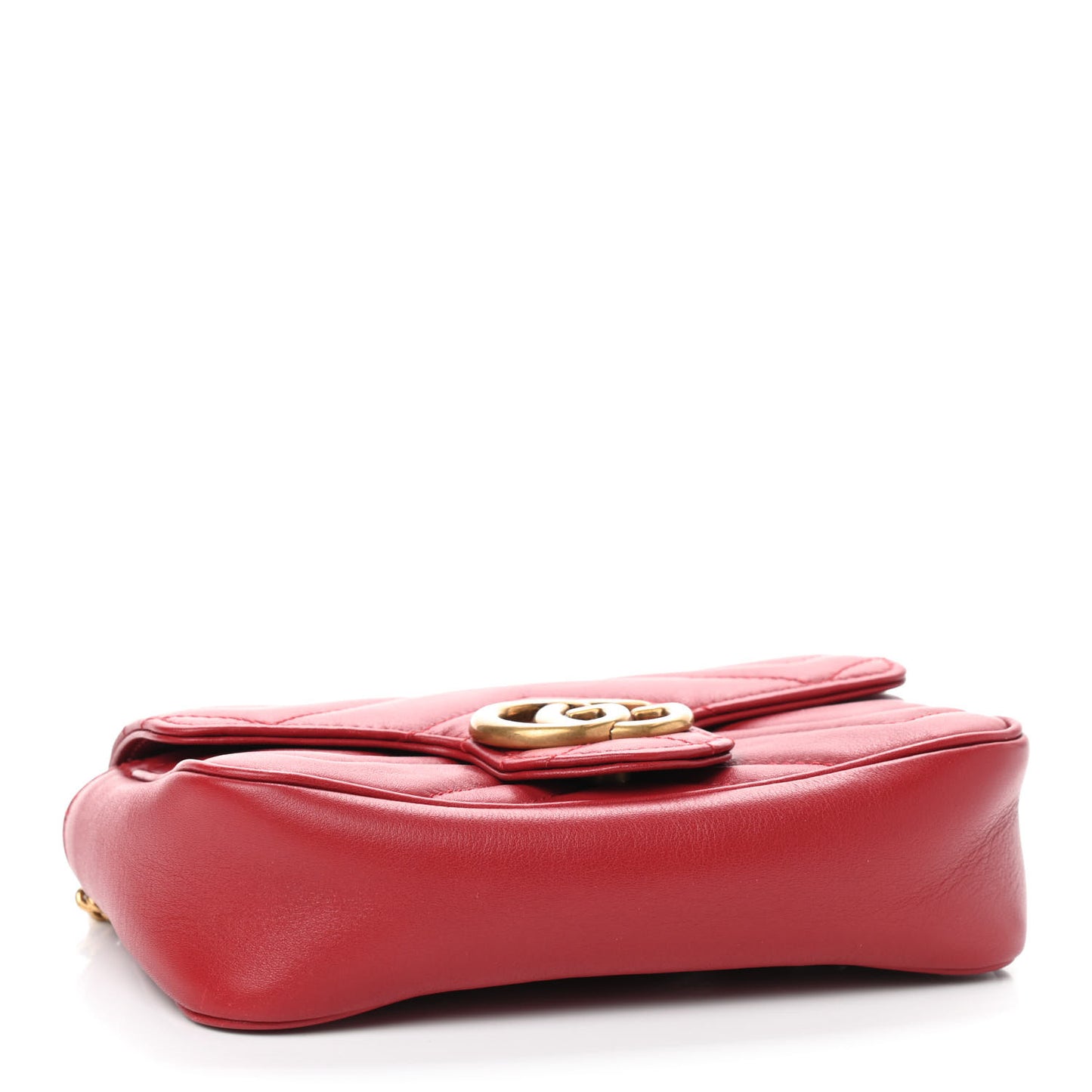 Calfskin Matelasse Super Mini GG Marmont Shoulder Bag Hibiscus Red