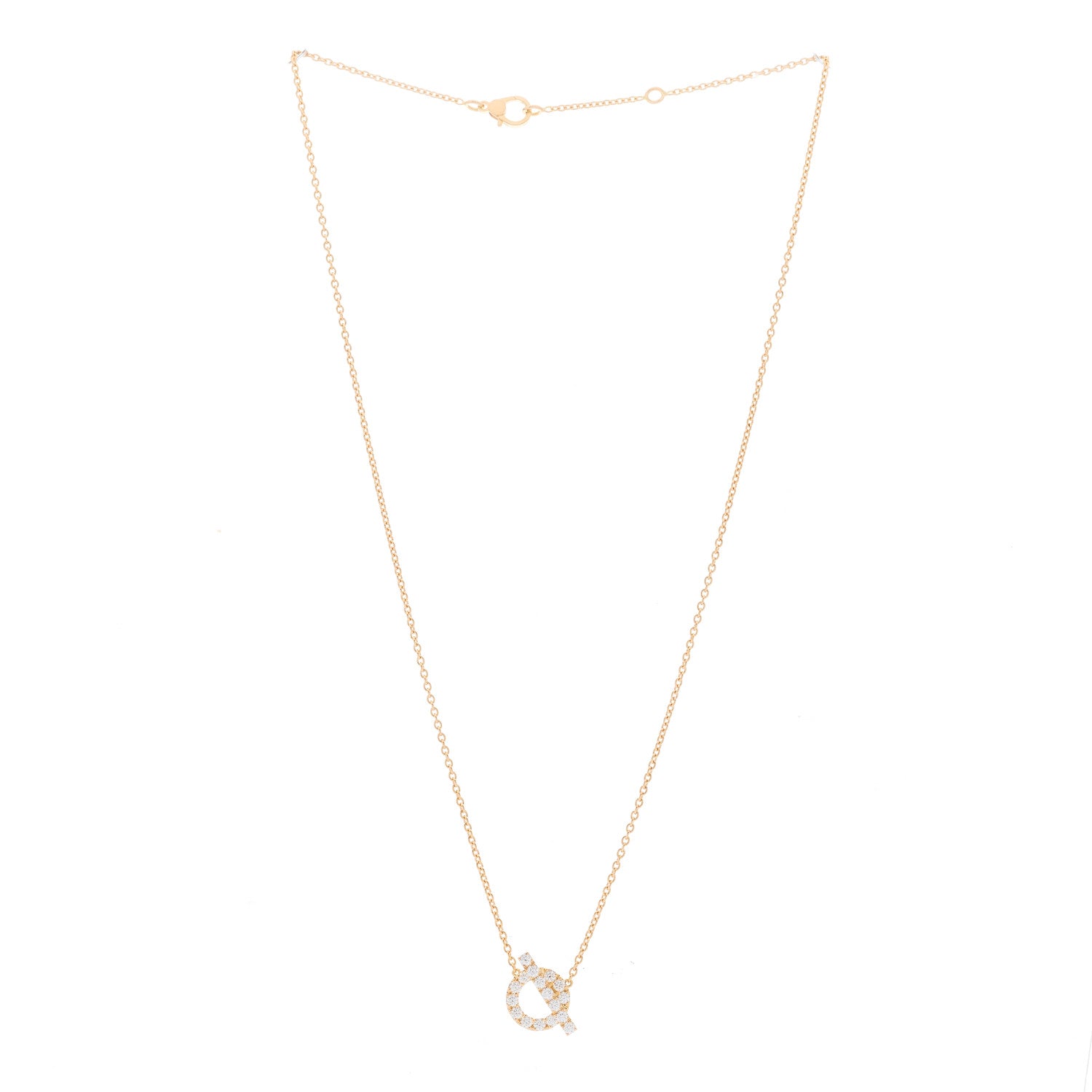 Hermes 18K Rose Gold Diamond Finesse Pendant Necklace 2 of 4