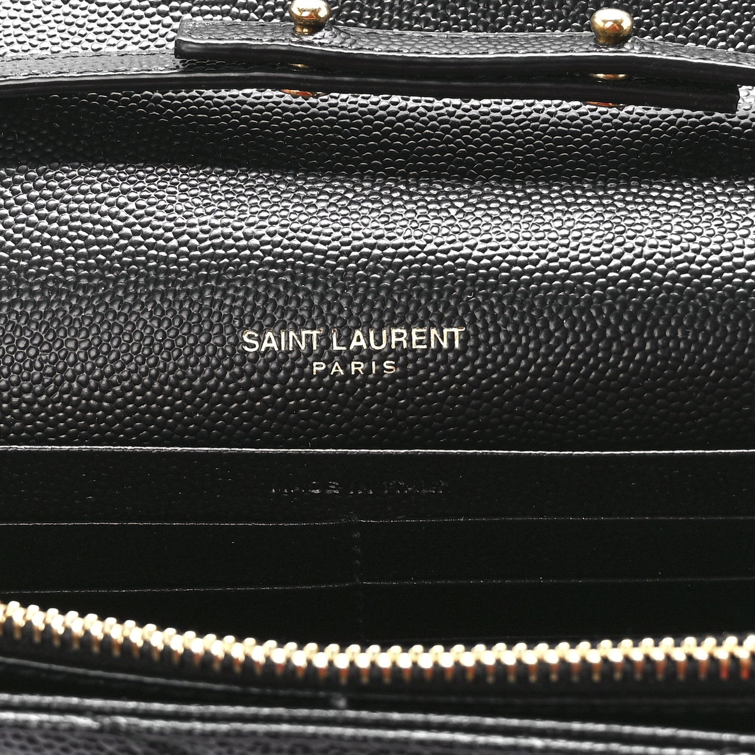 Saint Laurent Grain De Poudre Matelasse Chevron Monogram Chain Wallet Black 6 of 10