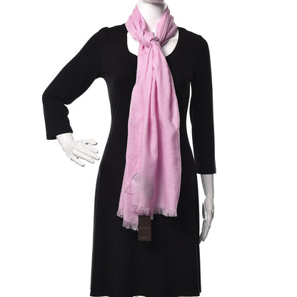 Gucci Wool Silk GG Monogram GGNat Scarf Rose 2 of 4