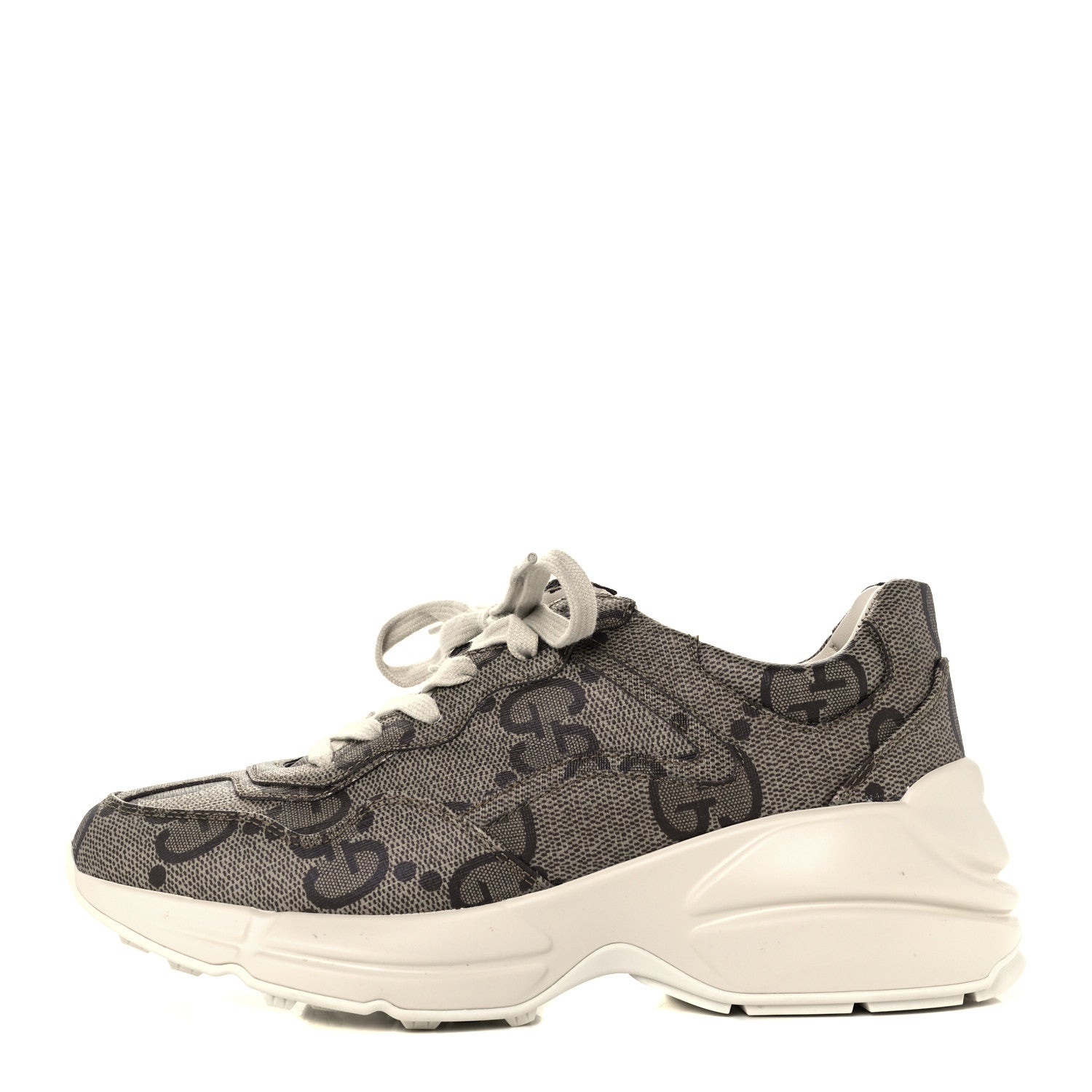 Gucci Maxi GG Supreme Monogram Gucci 100 Womens Rhyton Sneakers 37.5 Beige Ebony 1 of 12