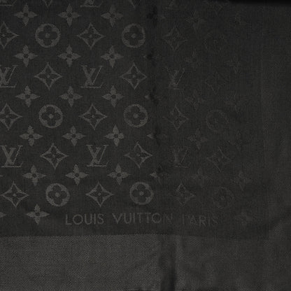 Louis Vuitton Wool Silk Monogram Shawl Anthracite 1 of 5