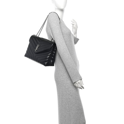 Saint Laurent Calfskin Y Quilted Monogram Medium Loulou Chain Satchel Black 2 of 9