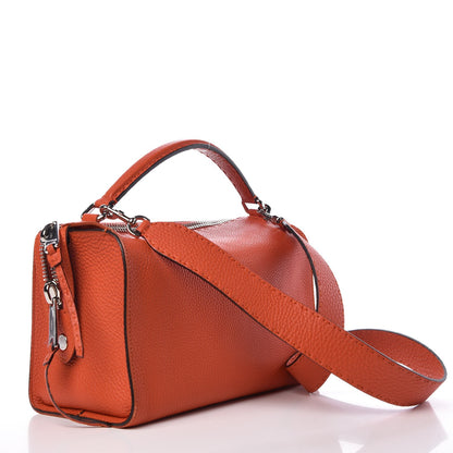 Fendi Calfskin Romano Selleria Lei Boston Tote Dark Orange 4 of 7