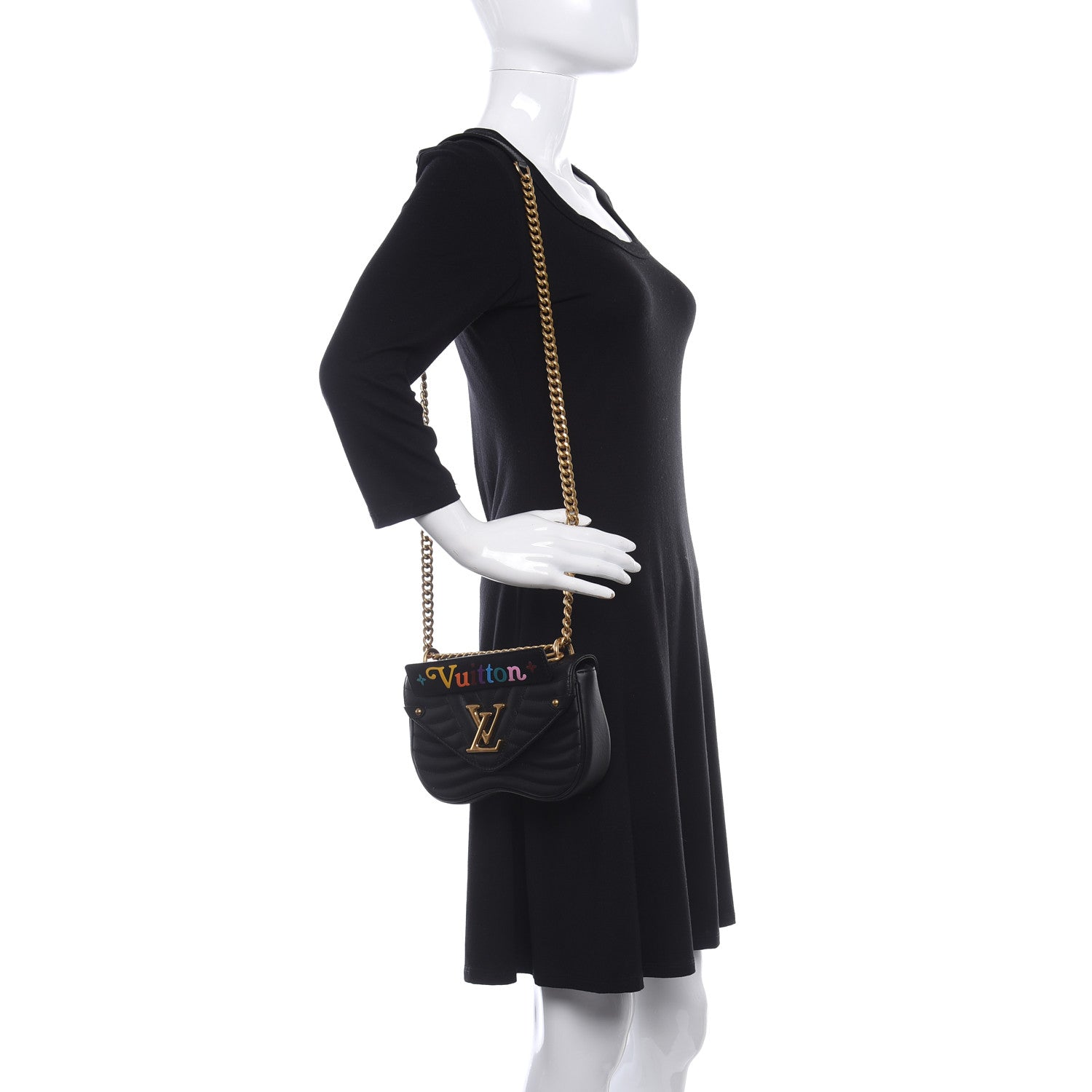 Louis Vuitton Calfskin New Wave Chain MM Black 2 of 9