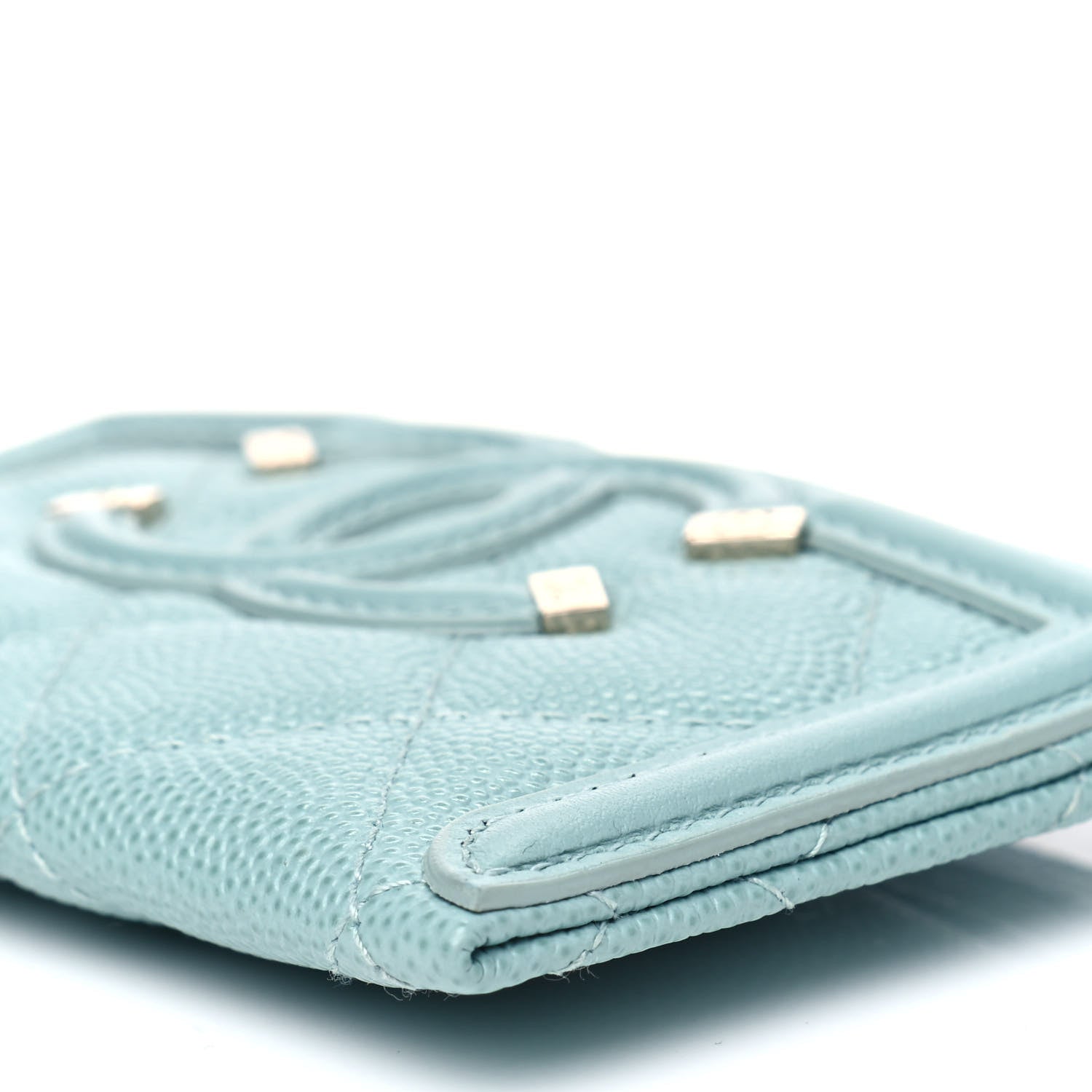 Chanel Caviar Quilted Filigree Card Holder Light Blue 6 of 6