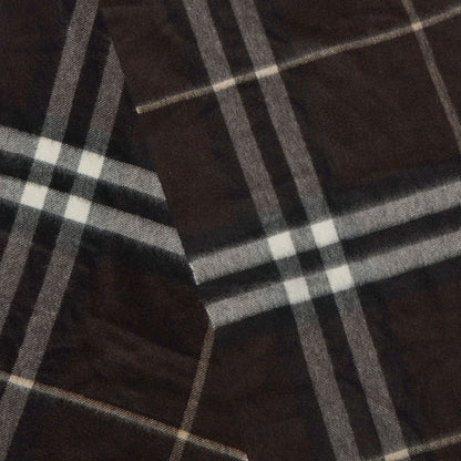 Burberry Cashmere Giant Check Fringe Scarf Dark Brown Black 5 of 5