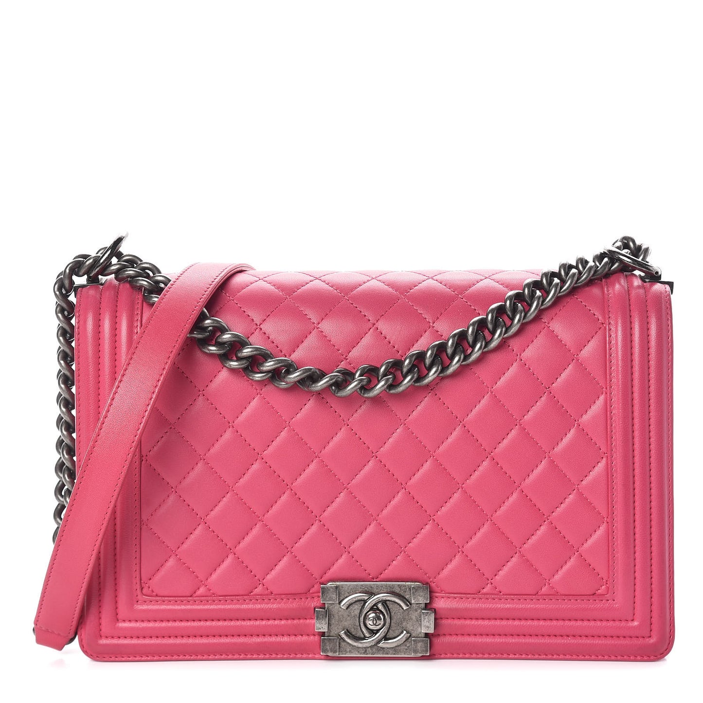 Lambskin Quilted New Medium Boy Flap Pink