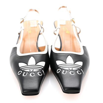 Gucci X ADIDAS Nappa Charlotte Suede Monogram Trefoil Slingback Pumps 40 Black White 3 of 9