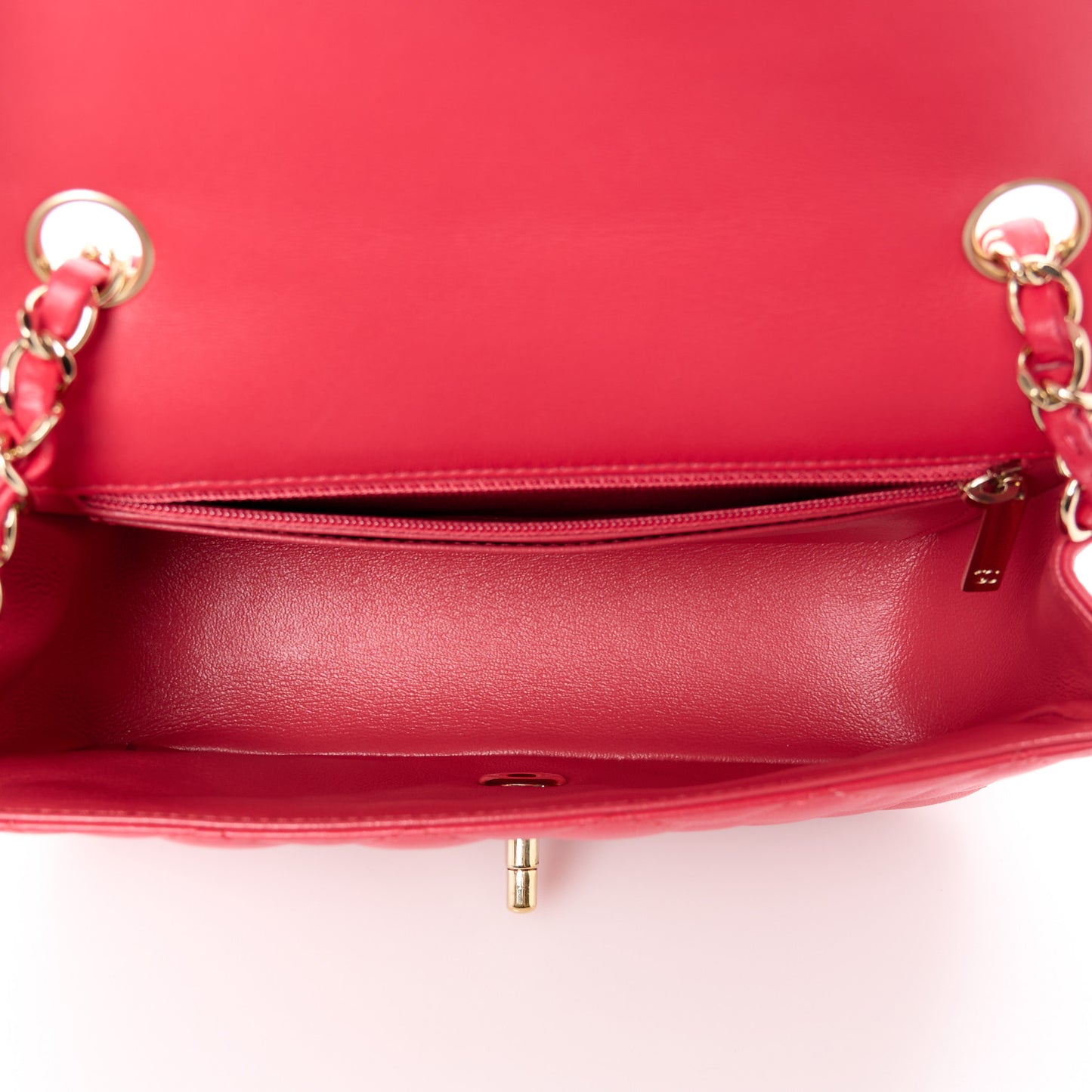 Lambskin Quilted Mini Rectangular Flap Dark Pink