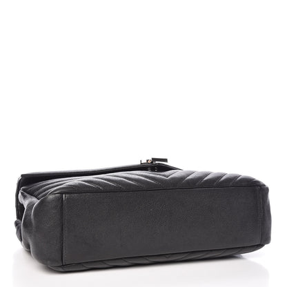 Saint Laurent Sheepskin Matelasse Chevron Monogram Large College Satchel Black 4 of 12