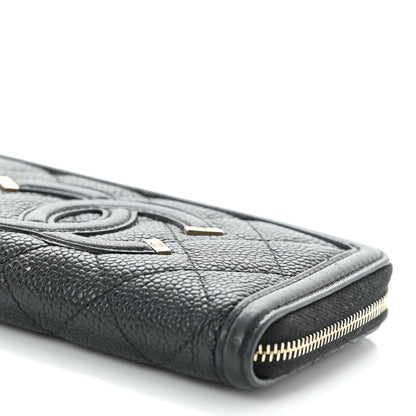 Chanel Caviar Quilted Medium Filigree Zip Around Wallet Black 11 of 11