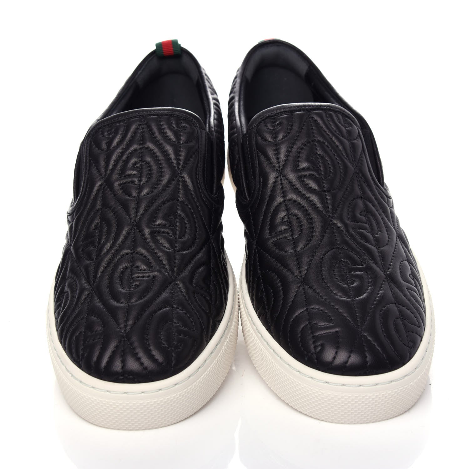 Gucci Nappa Web G Rhombus Quilted Mens Slip On Sneakers 8.5 Black 5 of 11