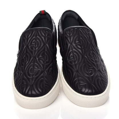 Gucci Nappa Web G Rhombus Quilted Mens Slip On Sneakers 8.5 Black 5 of 11
