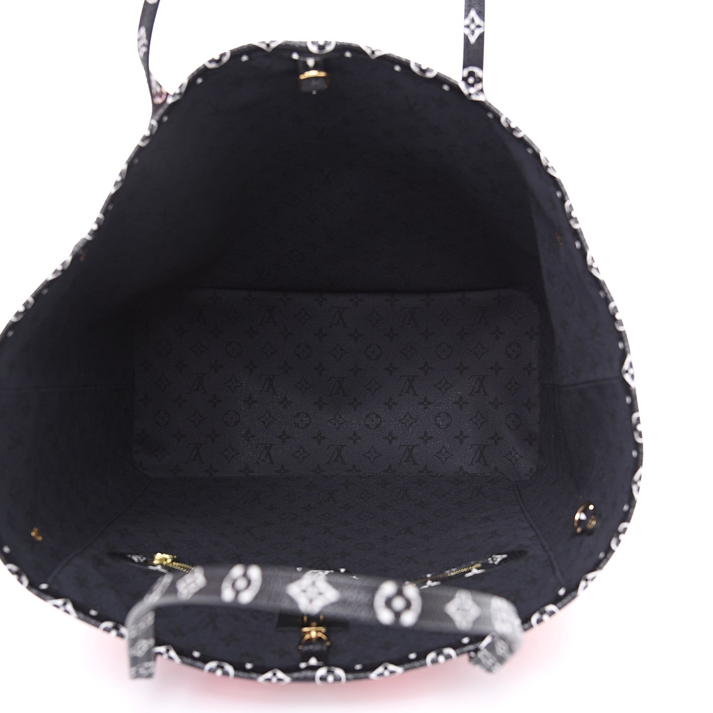 Monogram Giant Crafty Neverfull MM Creme Rouge Black