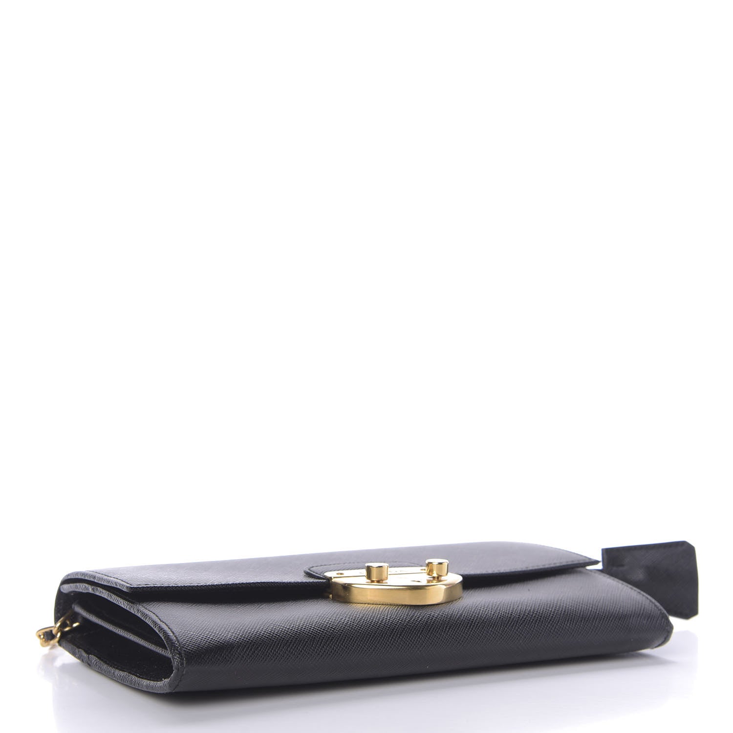 Prada Saffiano Lux Sound Wallet On Chain Black 3 of 7