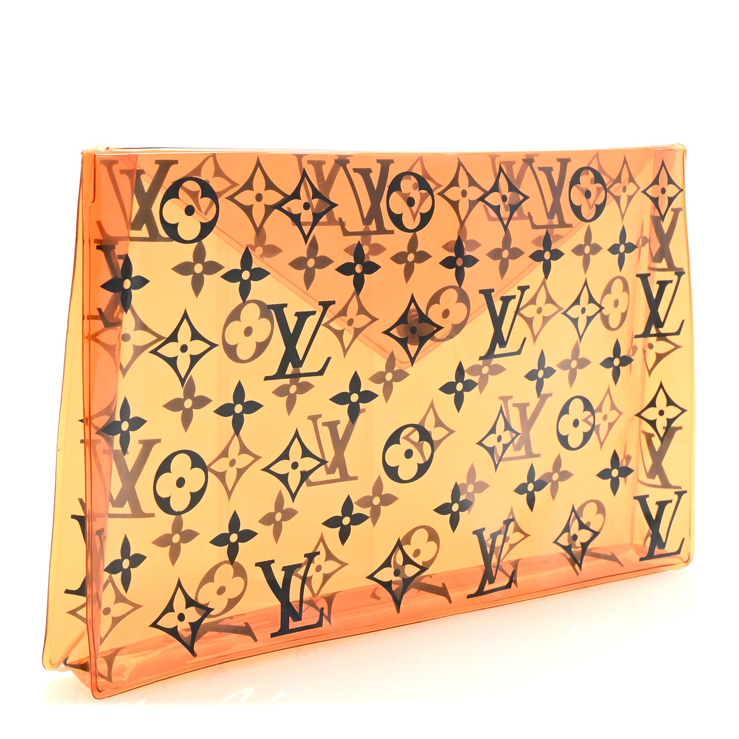 PVC Monogram Printed Envelope Pouch Orange