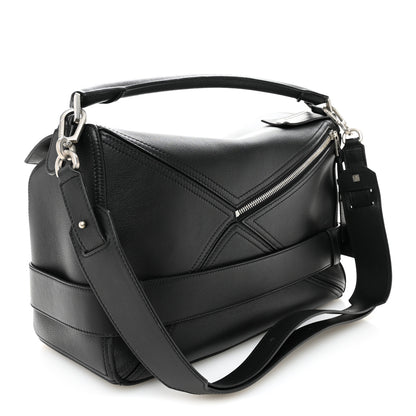 Loewe Shiny Calfskin Large Puzzle Biker Bag Black 3 of 10
