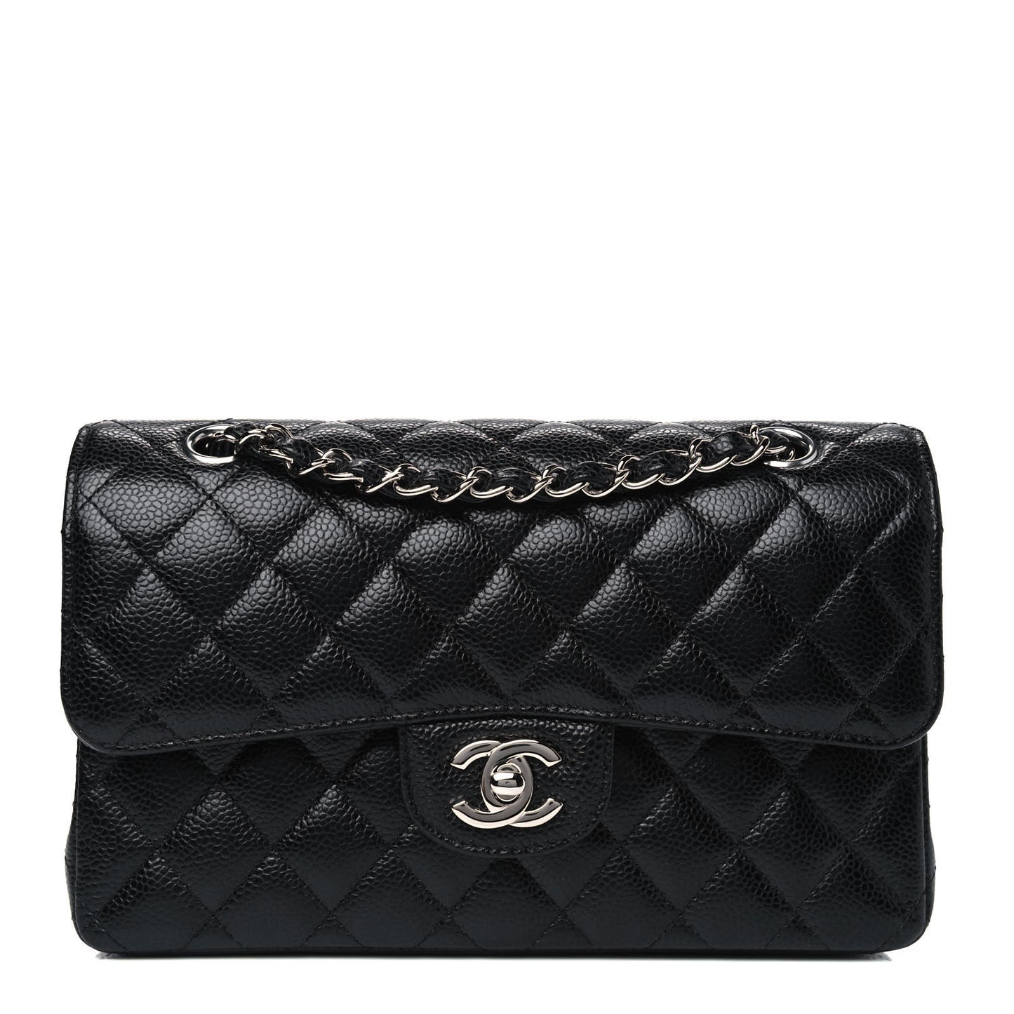 Caviar Quilted Small Double Flap Black