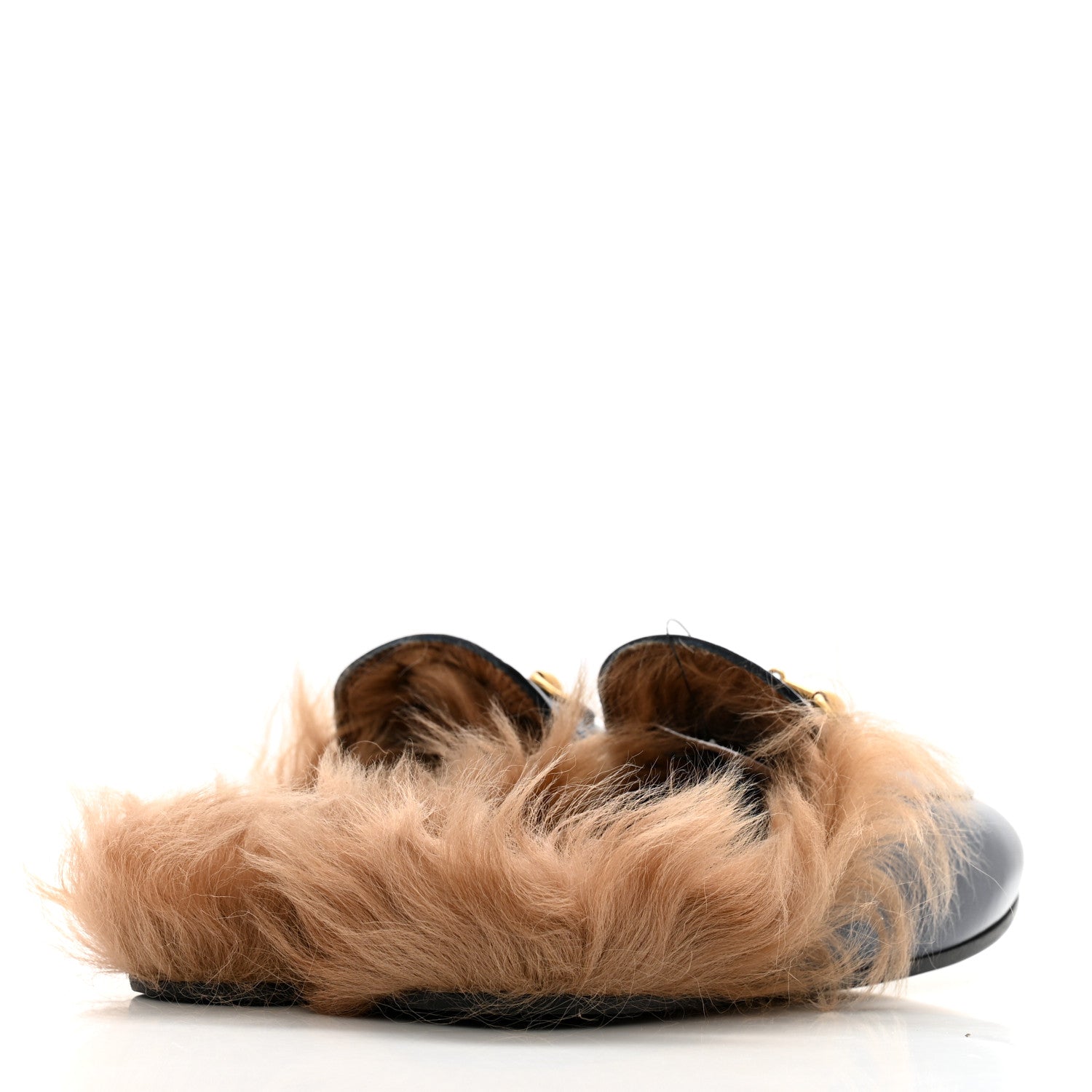 Gucci Malaga Kid Fur Womens Princetown Slippers 35 Blue Agata 4 of 9