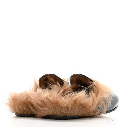 Gucci Malaga Kid Fur Womens Princetown Slippers 35 Blue Agata 4 of 9