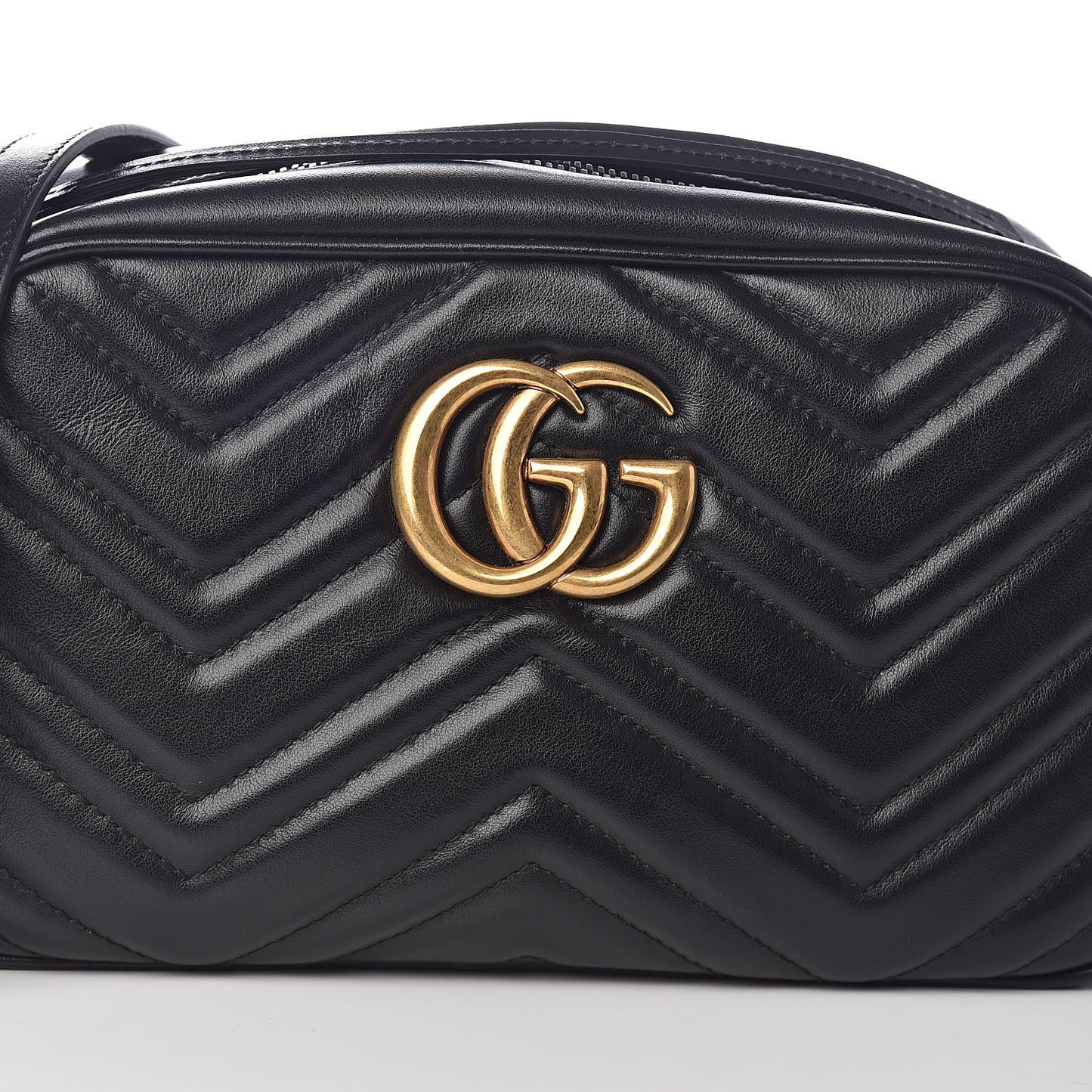 Calfskin Matelasse Small GG Marmont Chain Shoulder Bag Black