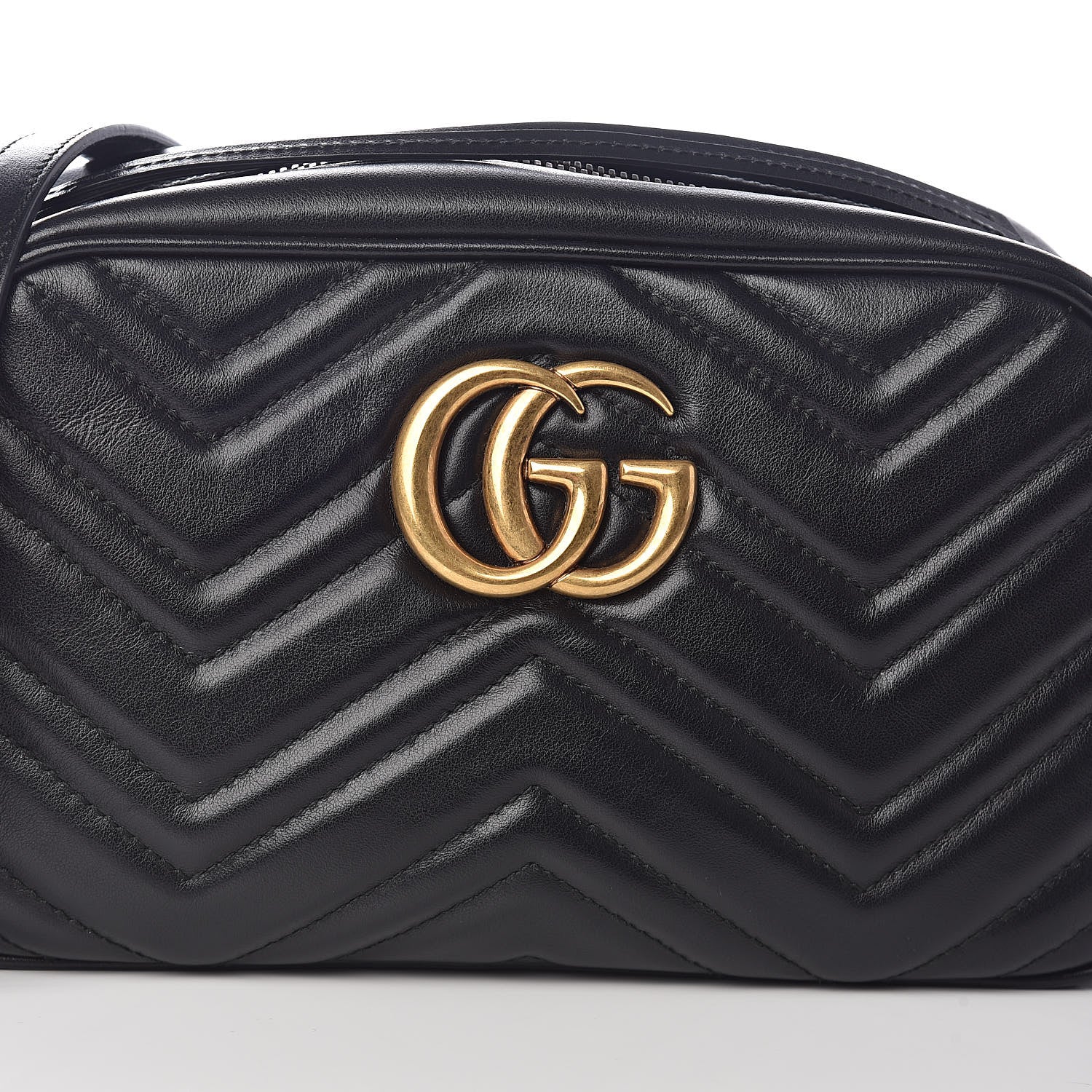 Gucci Calfskin Matelasse Small GG Marmont Chain Shoulder Bag Black 7 of 9