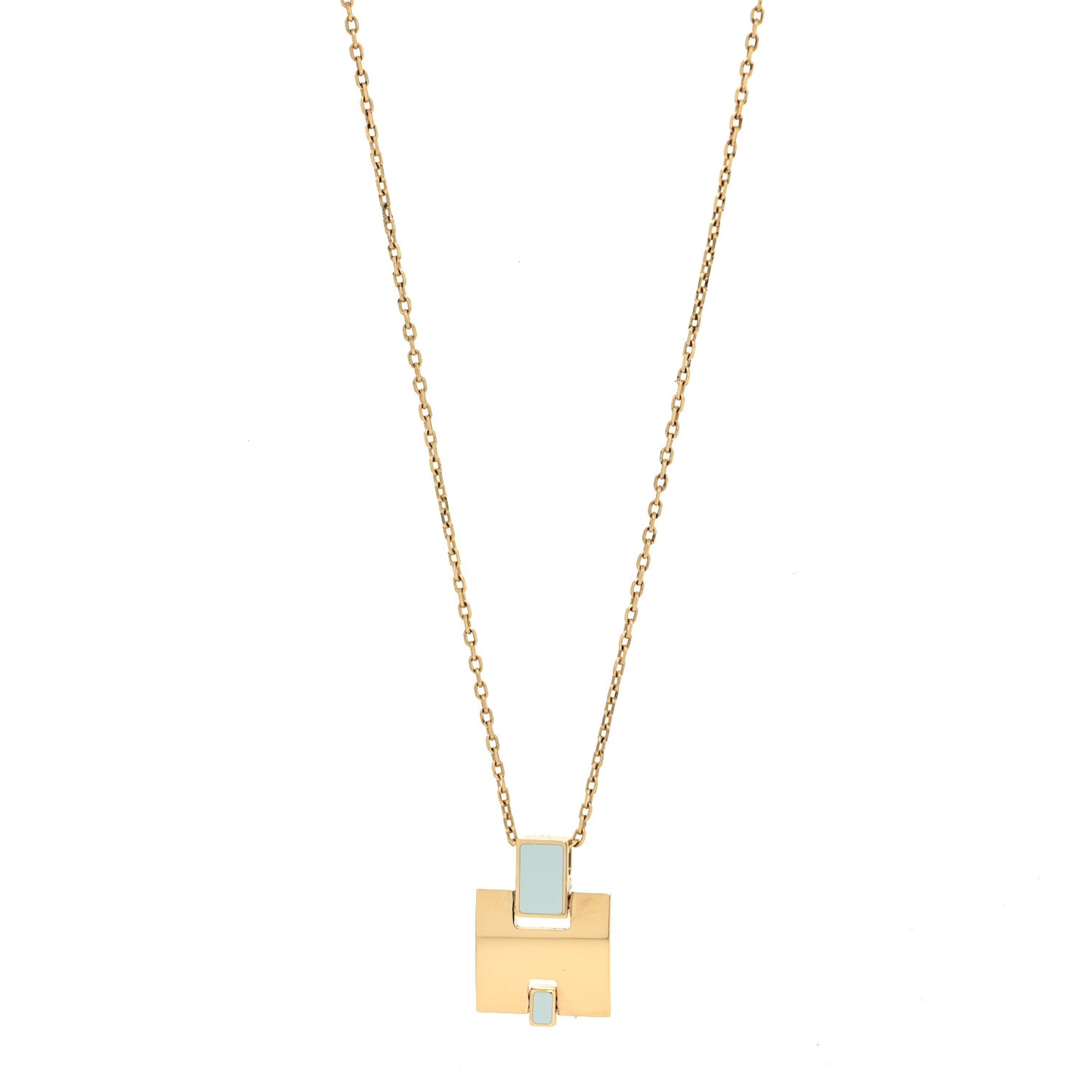 Gold Plated Lacquered Eileen Pendant Necklace Bleu Pastel