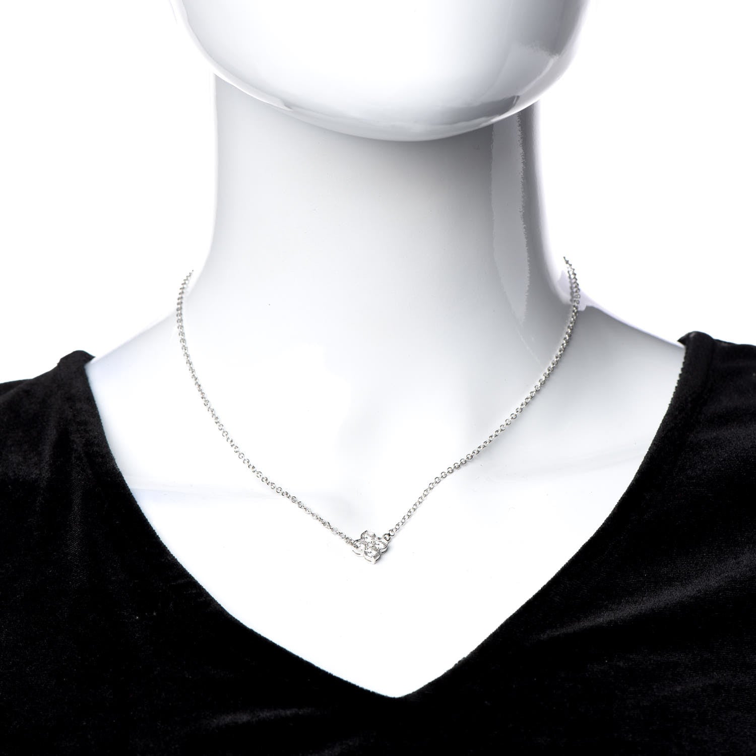 Cartier 18K White Gold Diamond .41ctw Hindu Floral Pendant Necklace 2 of 5