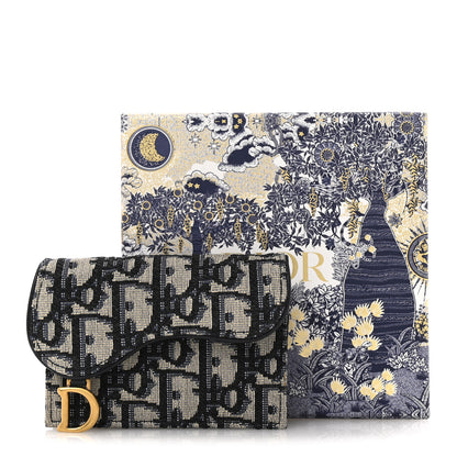 Christian Dior Oblique Saddle Card Holder Blue 8 of 8