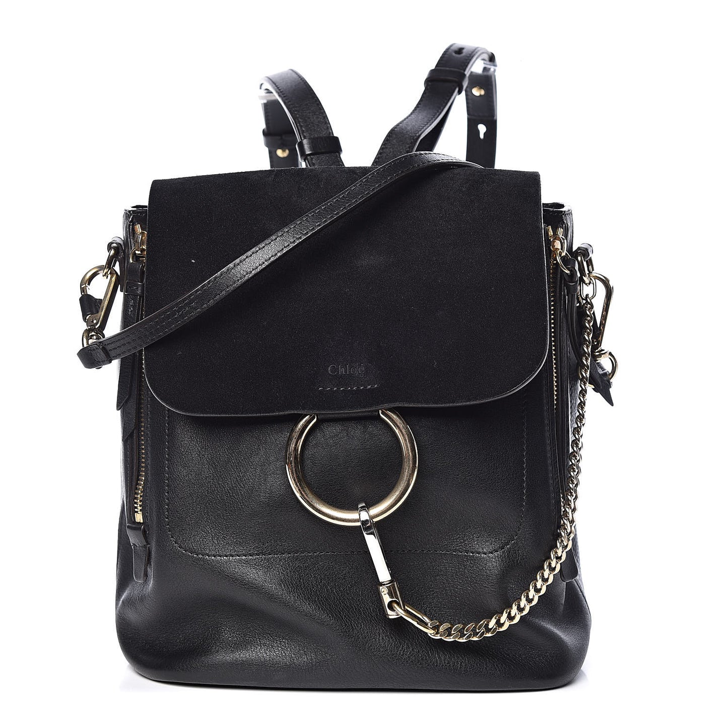 Suede Calfskin Medium Faye Backpack Black