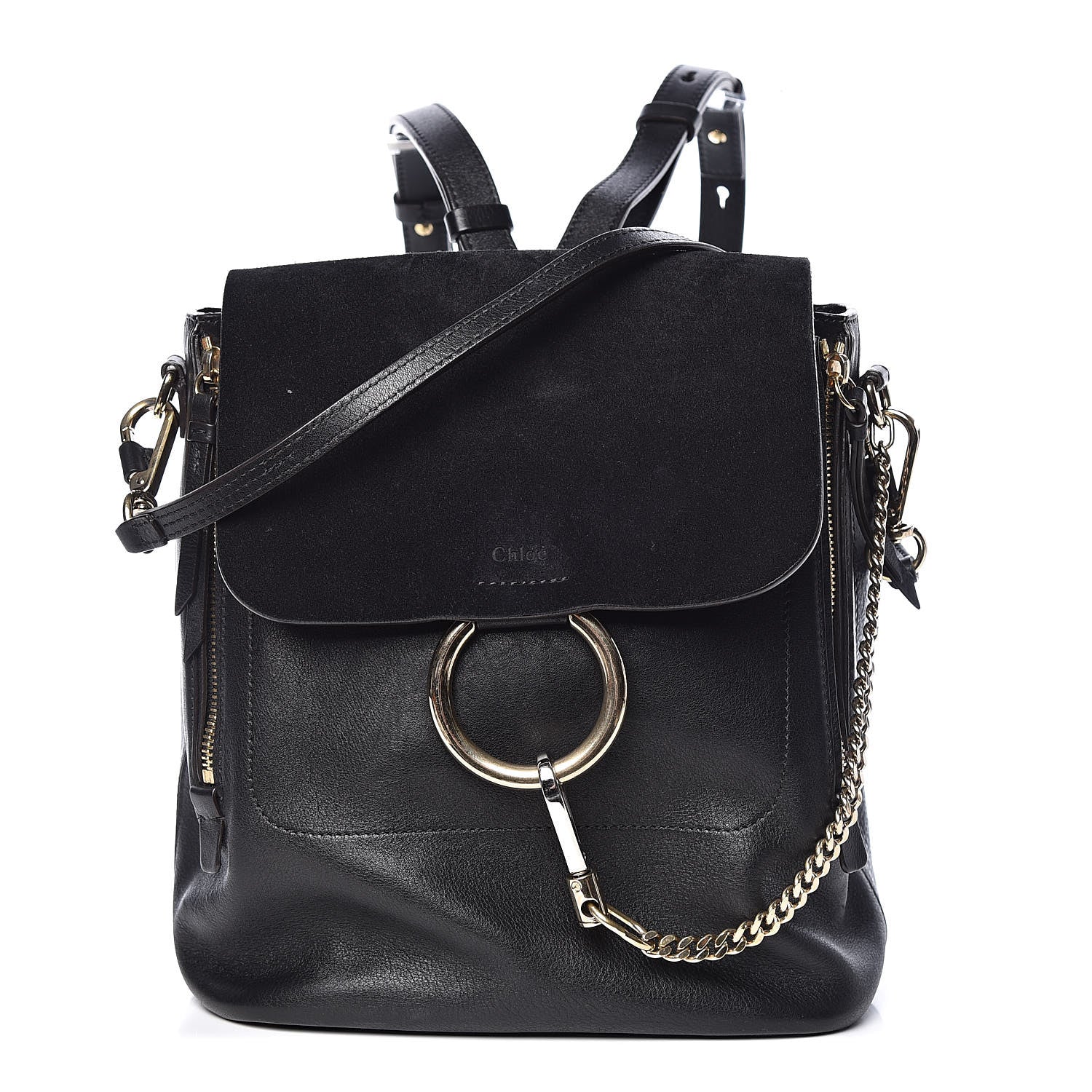 Chloe Suede Calfskin Medium Faye Backpack Black 1 of 13