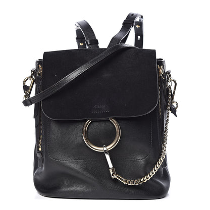 Chloe Suede Calfskin Medium Faye Backpack Black 1 of 13