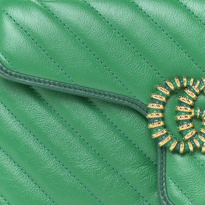 Gucci Azalea Calfskin Enamel Matelasse Diagonal Small Torchon GG Marmont Shoulder Bag New Shamarock Emerald 9 of 11