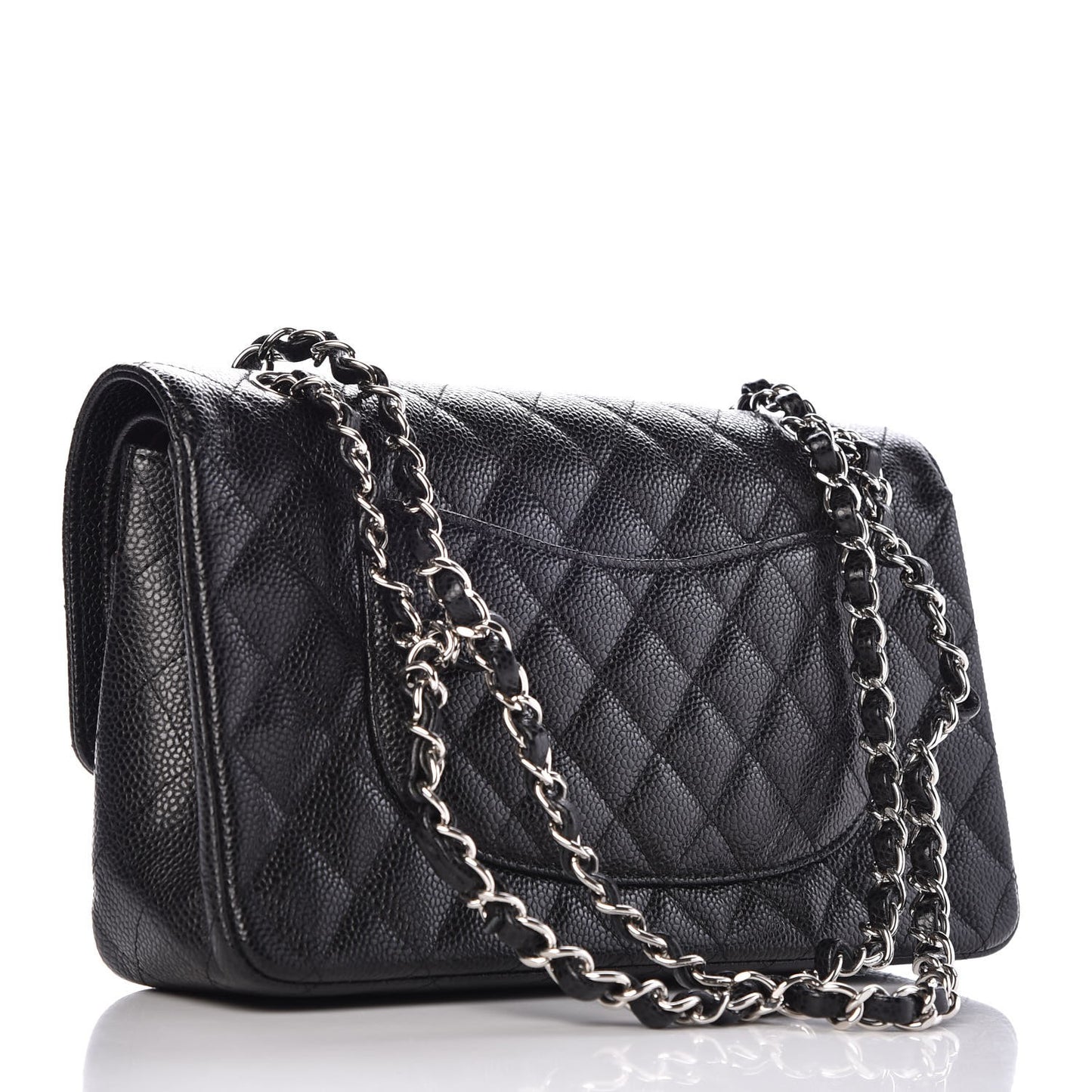Caviar Quilted Medium Double Flap Black
