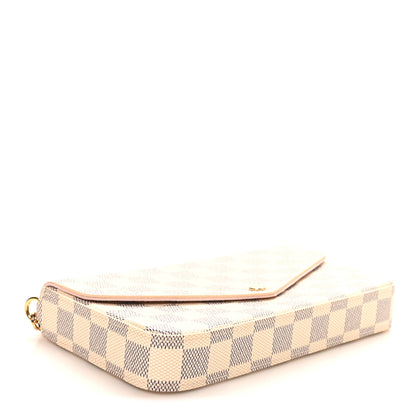 Louis Vuitton Damier Azur Pochette Felicie Chain Wallet Rose Ballerine 4 of 9